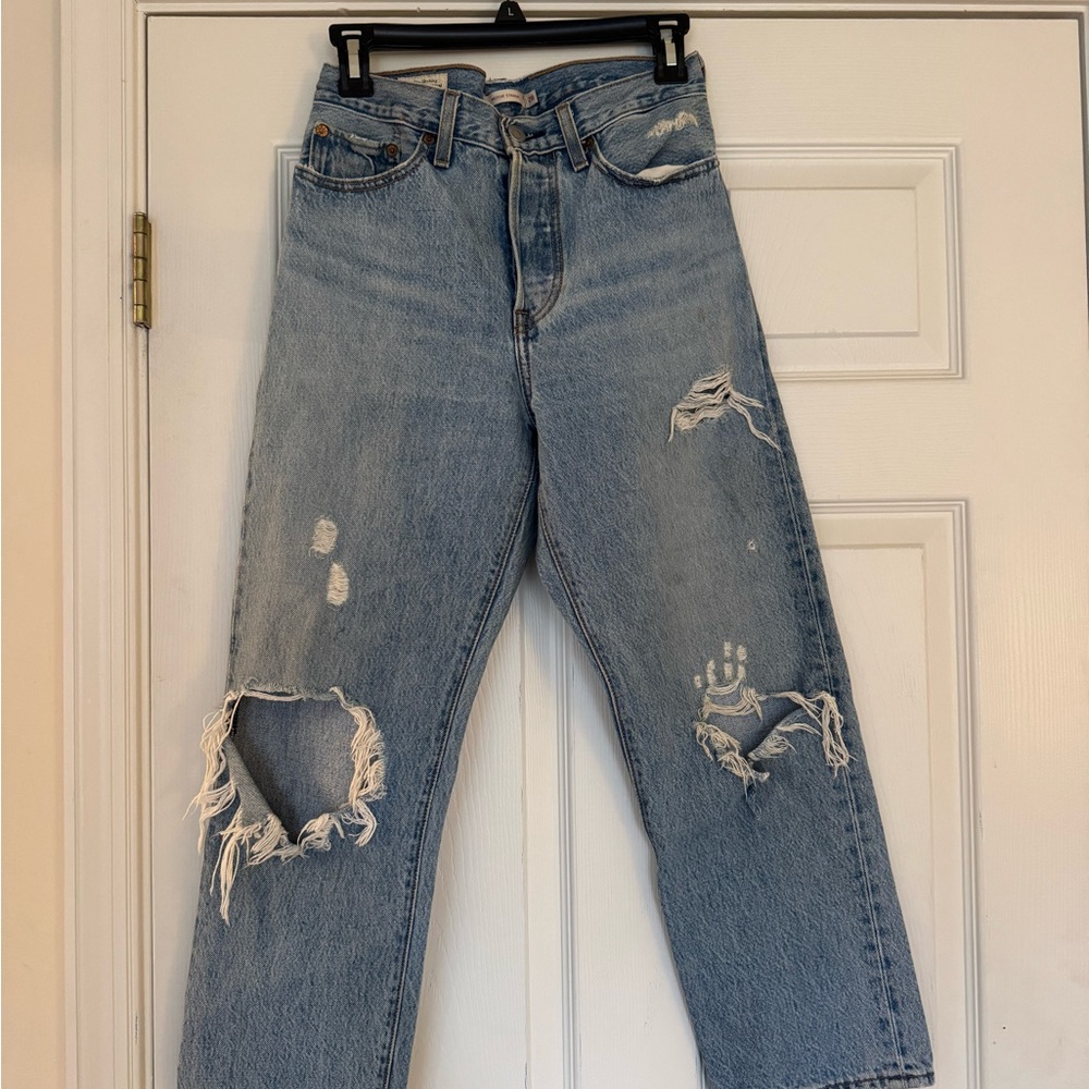 Levi's Wedgie Straight Denim Distressed Jeans